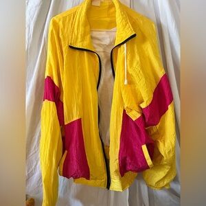 Yellow and Pink Women's Jacket windbreaker